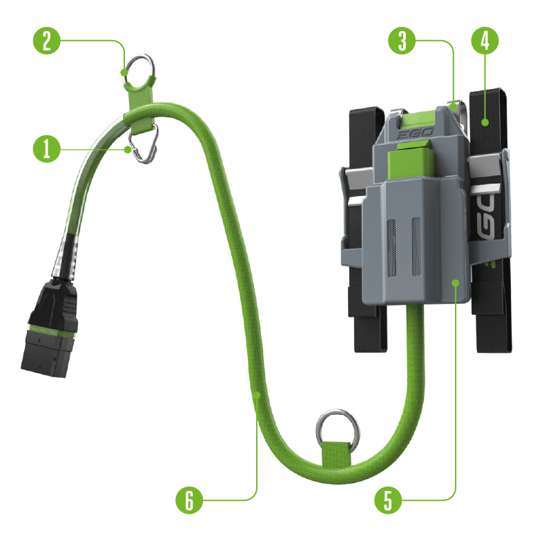 PROFESSIONAL-X BATTERY HOLSTER, CABLE AND ARBORIST’S STROP KEY FEATURES